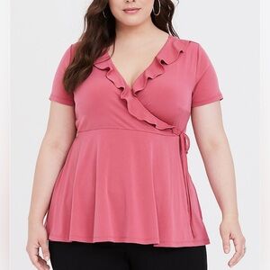 🐣Torrid Ruffled Wrap Blouse - Rose